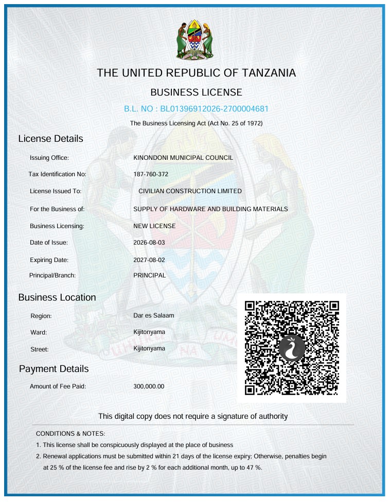 Preview of Business Licence